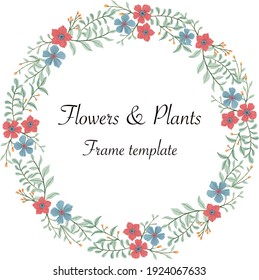 Flowers and plants frame template