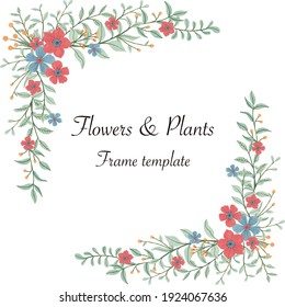 Flowers and plants frame template