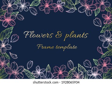 Flowers and plants Frame template