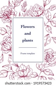 Flowers and plants frame template vectors illustration