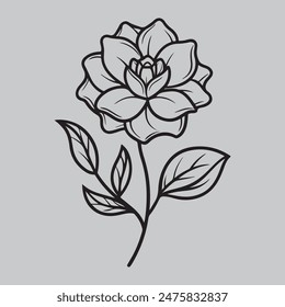 Flowers plants silhouette isolated vector. Flower icon set, black Flower isolated on white, vector illustration. Flower Vector Art.