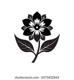 Flowers plants silhouette isolated vector. Flower icon set, black Flower isolated on white, vector illustration. Flower Vector Art.