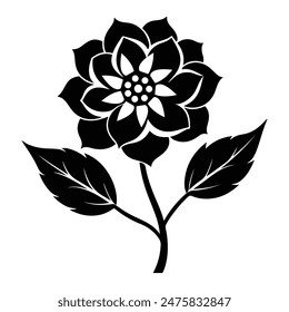 Flowers plants silhouette isolated vector. Flower icon set, black Flower isolated on white, vector illustration. Flower Vector Art.