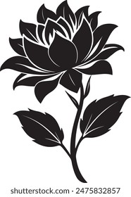 Flowers plants silhouette isolated vector. Flower icon set, black Flower isolated on white, vector illustration. Flower Vector Art.