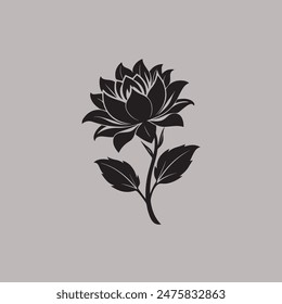 Flowers plants silhouette isolated vector. Flower icon set, black Flower isolated on white, vector illustration. Flower Vector Art.