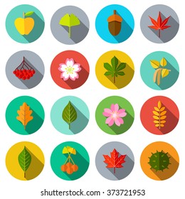 Flowers, plants and trees icons. Vector illustration