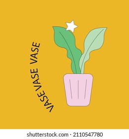 Flowers Plants in a vase contour set. stickers, design. colourfull  Vector stock illustration. Plants in the pot cartoon set isolated