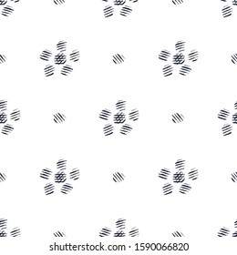 Flowers and polka dot. Hand drawing. Vector illustration of seamless pattern.