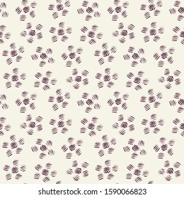 Flowers and polka dot. Hand drawing. Vector illustration of seamless pattern.