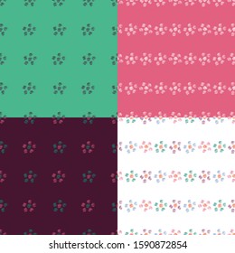 Flowers and polka dot. Hand drawing. Vector illustration. Different color combinations of patterns.