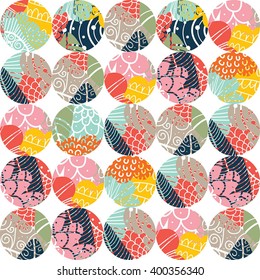 Flowers polka dot. Retro seamless pattern.