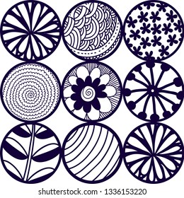 Flowers polka dot. Vector seamless pattern.