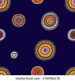 Flowers polka dot. Vector seamless pattern. Can be used in textile industry, paper, background, scrapbooking.