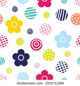 Punto polka florido. Patrón veloz. Se puede usar un patrón sin inconvenientes para papel de pared, rellenos de patrones, fondo de página web, texturas superficiales.
