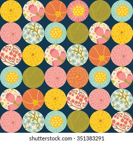 Flowers polka dot. Vector seamless pattern. Seamless pattern can be used for wallpaper, pattern fills, web page background, surface textures.