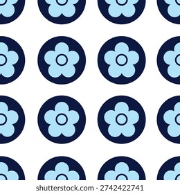 Flowers and polka dots. Cute seamless pattern. Seamless pattern can be used for wallpaper, pattern fills, web page background, surface textures.