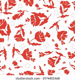 Flowers poppies red Pattern.White background, isolated. Vector graphics.