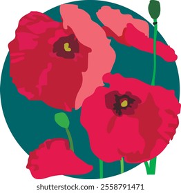 Flowers. Poppies. Vector illustration. Can be used for a postcard, book, website.