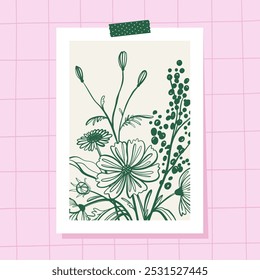 Blumenplakat. Trendige botanische Wandkunst. Vektorgrafik