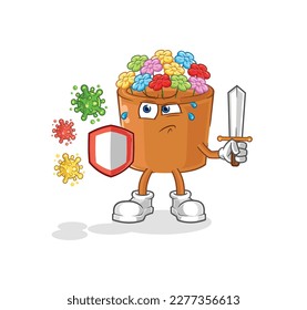 the flowers in pot against viruses cartoon. cartoon mascot vector