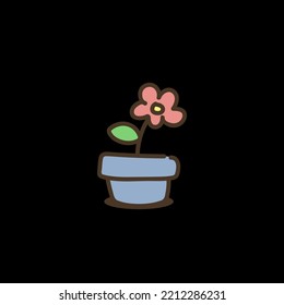 Flowers in a Pot, Drawing Hand Cute