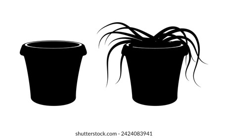 flowers Pot, for Indoor and Outdoor Use, black isolated silhouette