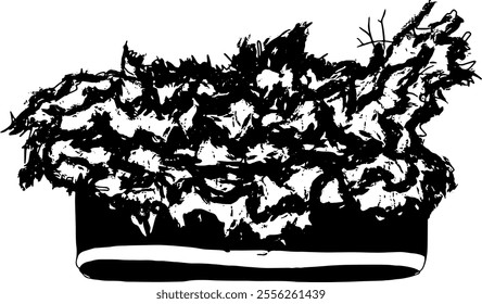 Flowers in a pot line art. Flat isolated  hand drawn home plants. Minimalist style vector illustration