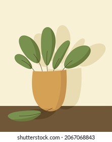 Flowers pot. Nature cartoon vector illustration of flowers and leaves. Blossom plant, botanical flowerpot.