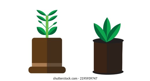 Flowers pot. Nature cartoon vector illustration of flowers and leaves beautiful collection. Blossom plant