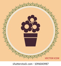 flowers in a pot, vector icon