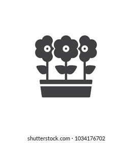 Flowers in pot vector icon. filled flat sign for mobile concept and web design. seedling simple solid icon. Symbol, logo illustration. Pixel perfect vector graphics