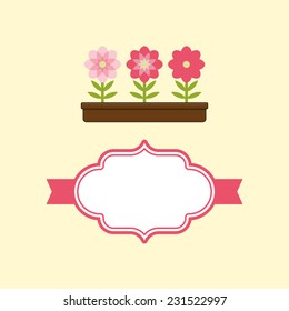 Flowers in pot. Vector illustration.