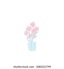Flowers in pot vector illustration. House plant