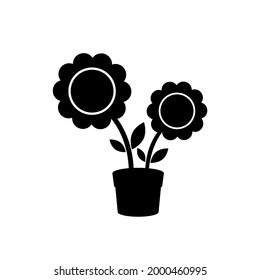 Flowers in the pot vector illustration silhouette black color editable.