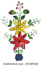 Flowers in a pot watercolor