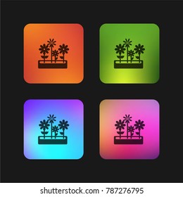 Flowers pot of yard four color gradient app icon design