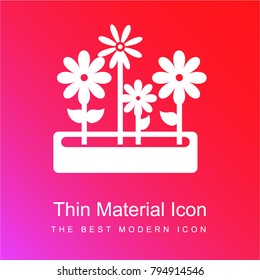 Flowers pot of yard red and pink gradient material white icon minimal design