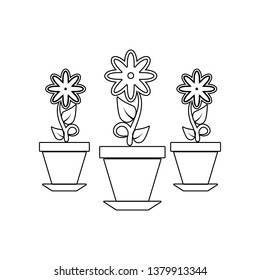 flowers in pots icon. Element of Garden for mobile concept and web apps icon. Outline, thin line icon for website design and development, app development