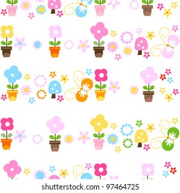 flowers in pots seamless background