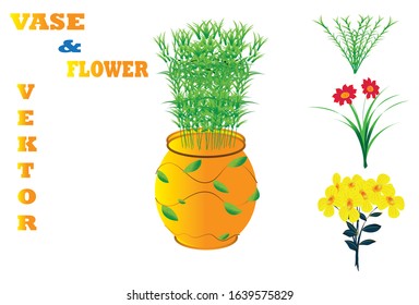 flowers and pots suitable for use as complementary vectors of books, banners, illustrations, posters