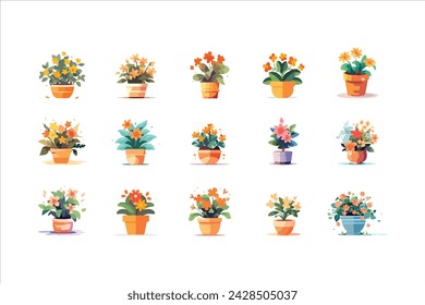 flores en pote colección de vectores