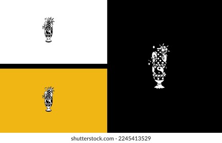 diseño de contorno vectorial de flores y ollas