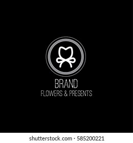 Flowers and presents vector logo design template