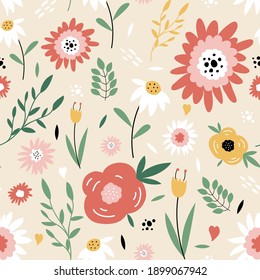 Flowers print design is seamless. Vector illustration design for fashion fabrics, textile graphics, prints.