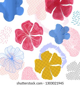 Flowers print pattern abstract vector