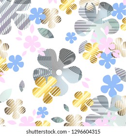 Flowers print pattern, hand drawn watercolor