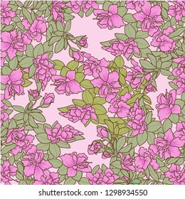 Flowers print pattern, pink background