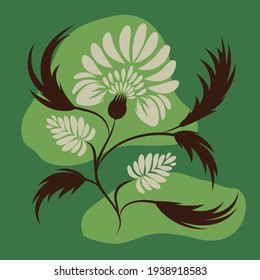 Flowers print, poster. Folk floral art. Canvas.