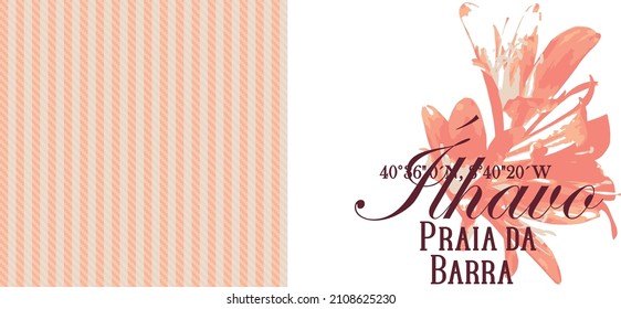 Flowers print with slogan. Seamless french farmhouse striped pattern. Provence blue white linen woven texture. Shabby chic style knit stitch background. Doodle line country kitchen decor wallpaper. 