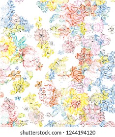 Flowers with python texture, vector drawing